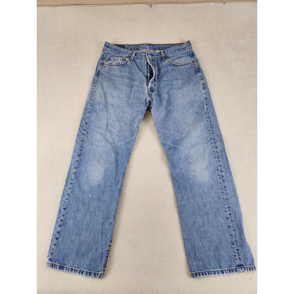 VTG Men's Levis 501 Buttonfly Blue Jeans Tag Size 36x30 Distressed